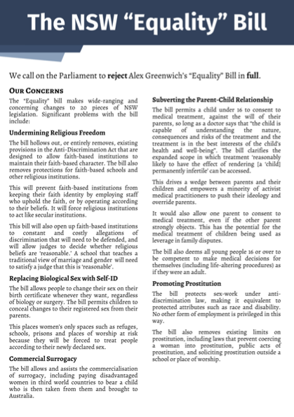Faith Leaders Oppose the Equality Bill